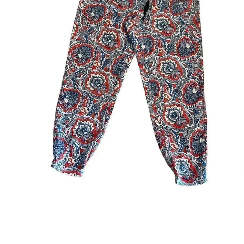 Juicy Couture Paisley Multicolor Silk Lounge Loungewear Pants Elastic Cuffs M - Picture 3 of 12